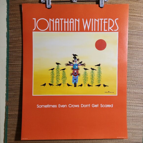 80's Poster Jonathan Winters "Sometimes Even Crows Don't Get Scared" 28"x22" NOS - Picture 1 of 8